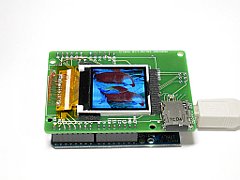 Arduino + Color LCD Shield  ZY-FGD1442701V1 横から見た図